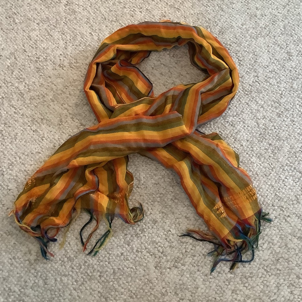New Colorful Striped Scarf Yellow Orange Green Blue Africa